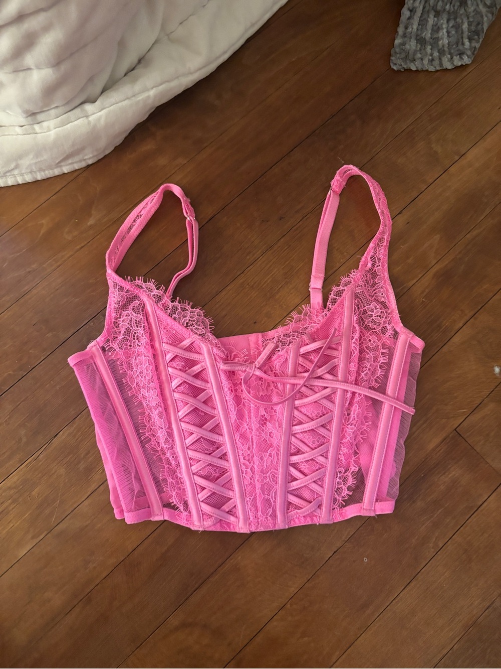 Victoria's Secret Hot Pink Lace Bustier Top